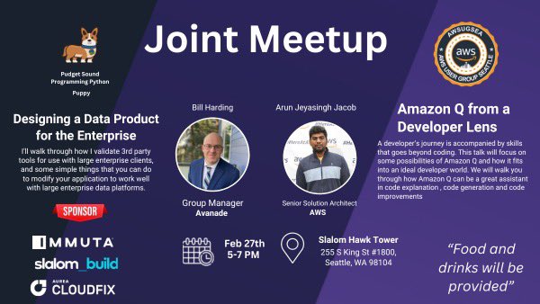 Join me at Joint Meetup with PuPPY - Amazon Q &amp; Designing a Data Product meetu.ps/e/MVS37/t2P9V/i