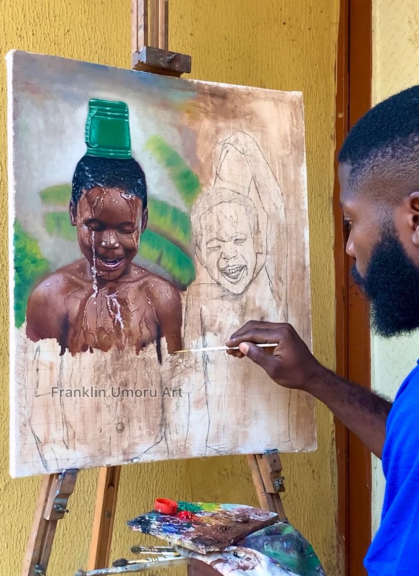 Work in progress (oil on canvas) 
Please RT, like, comment if you see this 🙏🏽
I do commission paintings too 
 
(President Tinubu • Deloitte • Ekong • #coup • Barth Nnaji )