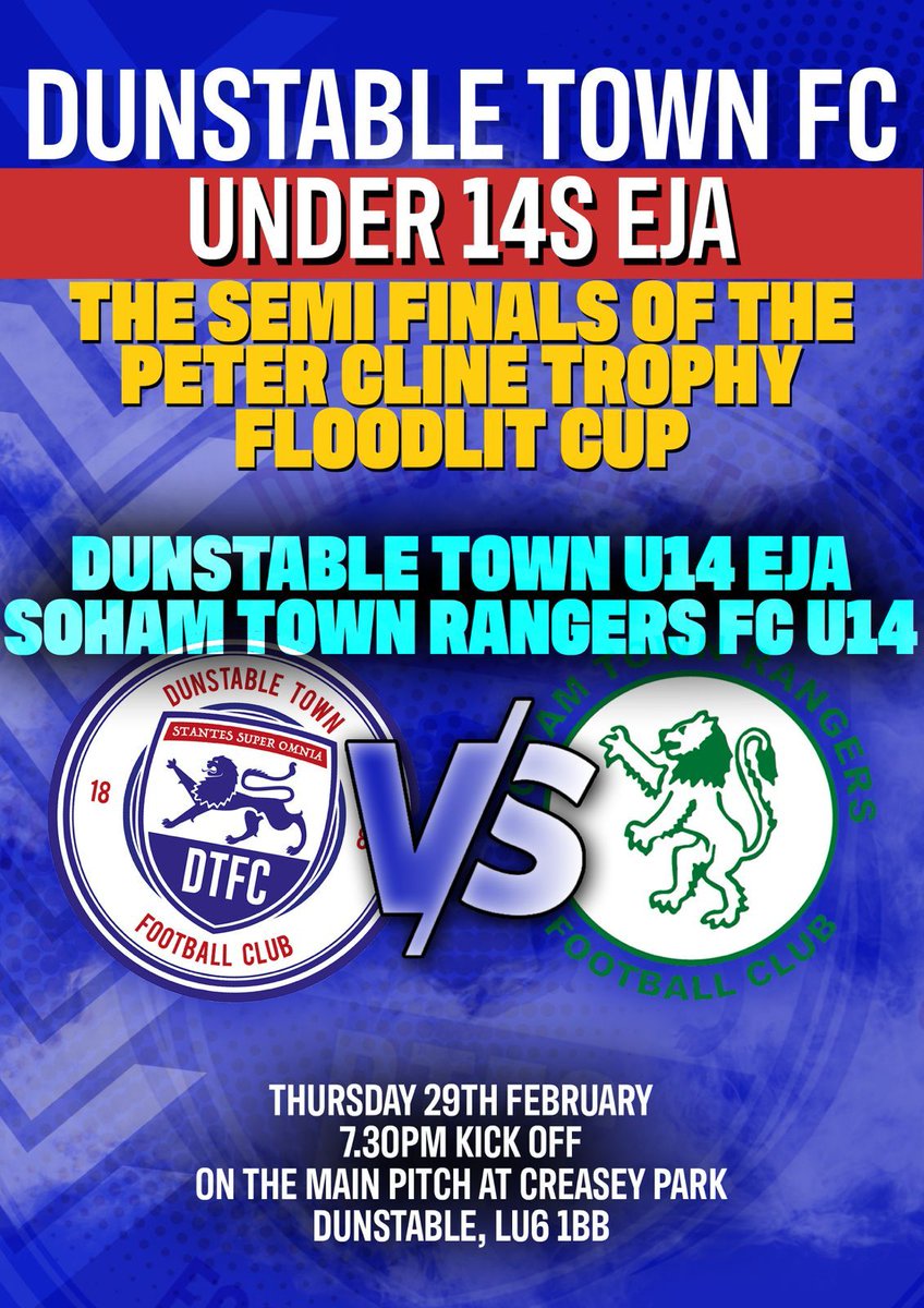 dunstablefc_YS's tweet photo. Please come down and support our young Lions under the lights 🦁 https://t.co/hqWGr4rtHb
