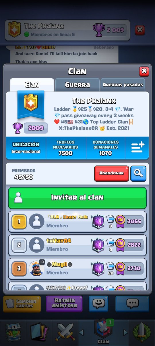 Lewandowski_CR's tweet photo. Desde The Phalanx queríamos recordar que ahora las recompensas de ladder son mayores 🔥, clan abierto para los interesados, intentemos llegar al top 10 🌍 está temporada, si te interesa, escríbeme al dm 🫶🏻 https://t.co/YPEC5DXelt