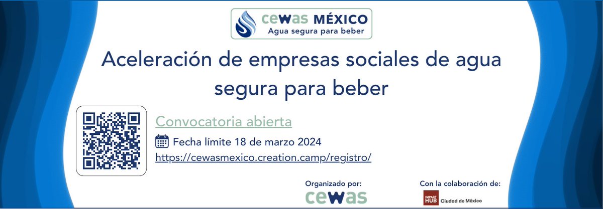 💡 ¿Provees agua segura para beber a poblaciones de bajos ingresos y tienes un modelo de negocio innovador en el sector del agua en México? ¡#Cewas, en colaboración con <a href="/ImpactHubCDMX/">ImpactHubCDMX</a> , quieren conocerte! 
📅Regístrate antes del 18 de marzo:
agua.org.mx/convocatoria/c…