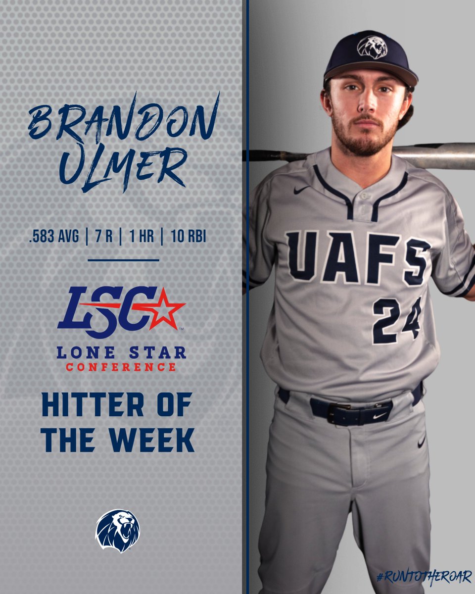 Congrats to Brandon Ulmer for being named the Lone Star Conference Baseball Hitter of the Week!

🔗: bit.ly/48rRsbj

#RunToTheRoar