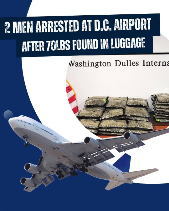 Caught in transit: 2 men apprehended with over 70 pounds of marijuana at Dulles Airport. Explore the ongoing efforts to curb illicit drug trafficking. ✈️🚔 #DrugBust #AirportSecurity