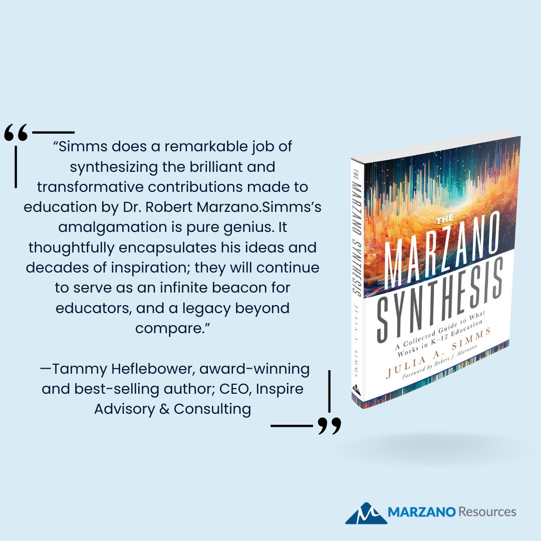 Explore 'The Marzano Synthesis' for a deep dive into Dr. Marzano's educational insights. Julia A. Simms masterfully encapsulates his legacy, earning high praise from Tammy Heflebower as a 'pure genius' guide for educators. 

Get your copy now! 🔗bit.ly/47jL2KJ