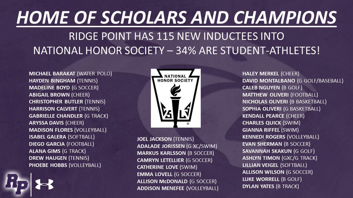 Congratulations to these @RPHS_Panthers student-athletes for being inducted into the National Honor Society! Over a third of the inductees are athletes! #HomeOfScholarsAndChampions