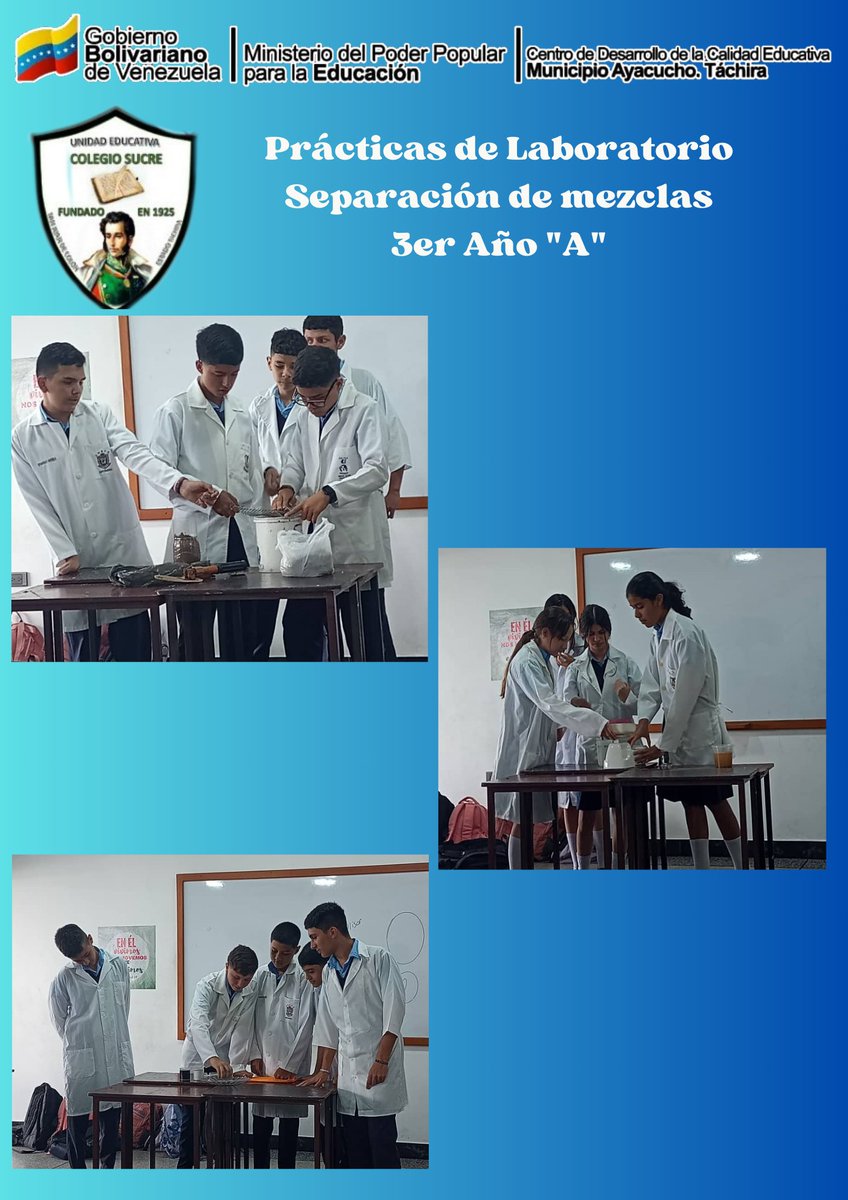 Práctica de laboratorio. Separación de mezclas, con los estudiantes de Media General tercer año sección "A' <a href="/Berzabethg1/">Berzabethgandicaoficial</a> <a href="/cdceayacucho/">CDCE Municipio Ayacucho</a> <a href="/CDCETachira/">CDCE Táchira</a> <a href="/NicolasMaduro/">Nicolás Maduro</a> @MPPEDUCACION
