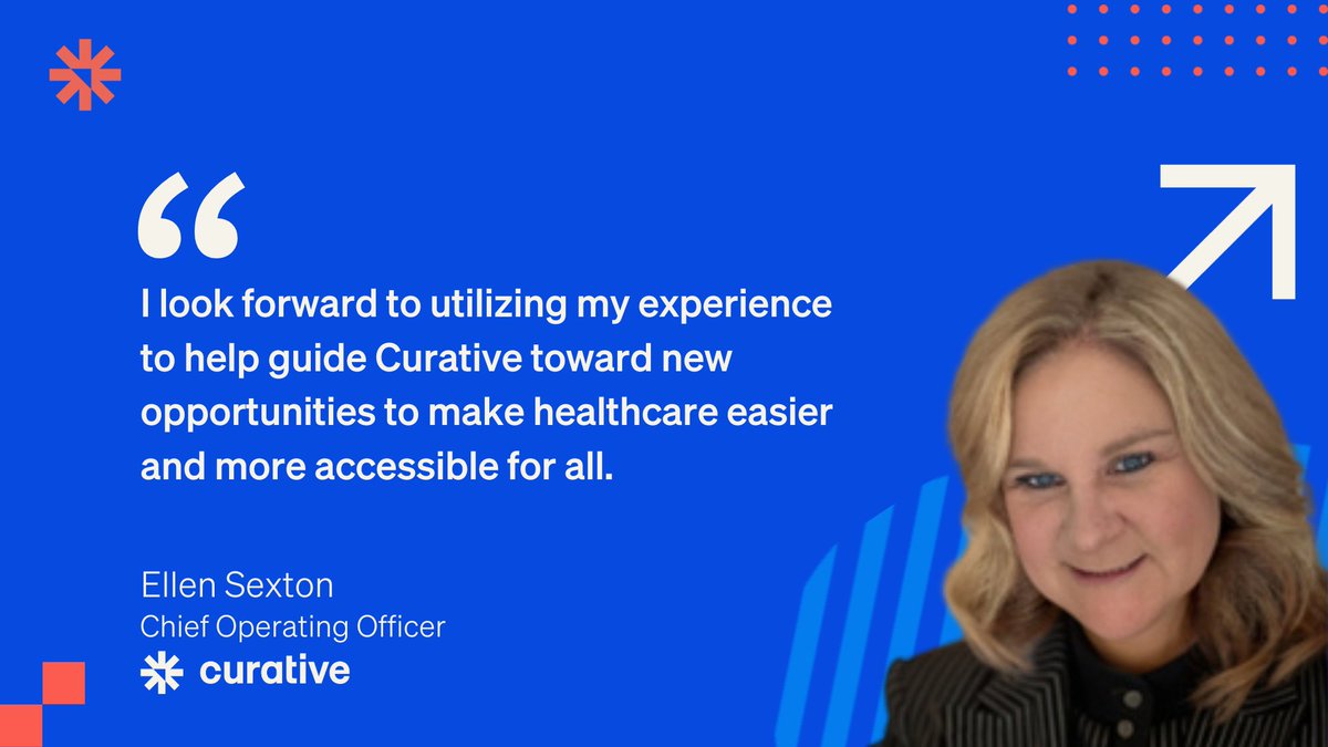 Curative's tweet photo. 🚨Big news! We've named Ellen Sexton as our new Chief Operating Officer. Ellen will oversee health plan operations and play a key role in shaping our mission to promote affordable and engaging healthcare. 

Join us in welcoming Ellen to the team!
https://t.co/CKdLkpGzq4 https://t.co/t5t73xrIkJ