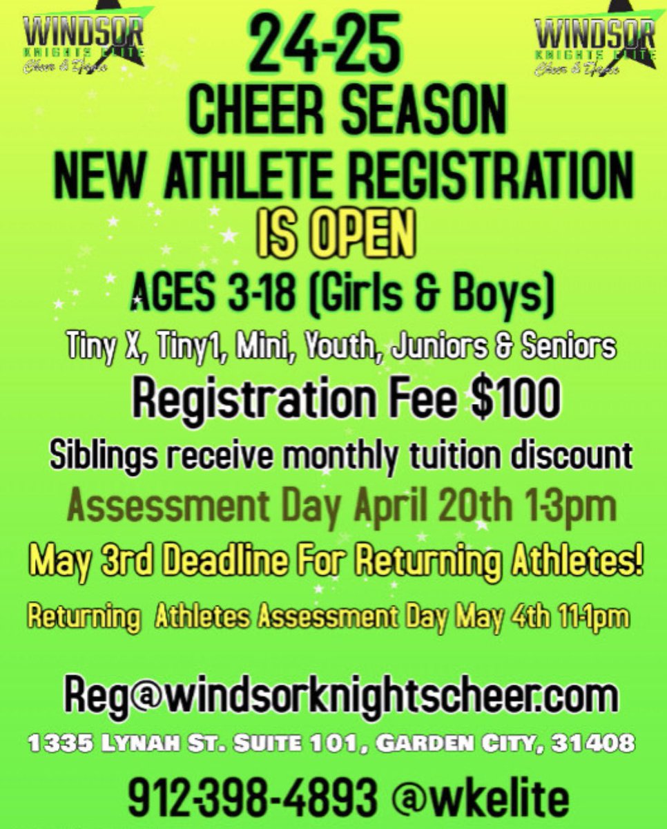 WKECheernDance's tweet photo. New Athlete registration is open! https://t.co/kedZnfJq1U