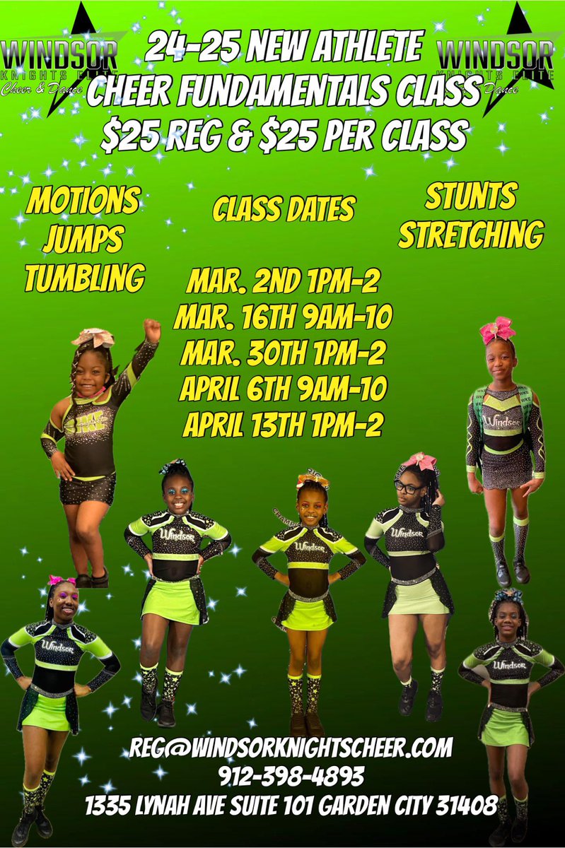 WKECheernDance's tweet photo. Cheer Fundamentals class is what you need to get ready for New Athlete Assignment Day on April 20th. No class registration fee if you pay registration for the cheer season. https://t.co/UPGcBtj0Rb