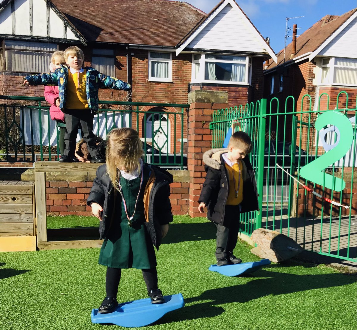 EYFSSJV's tweet photo. Lots of jumping, travelling and balancing outside today - we even built our own obstacle course to get across! #SJVPE https://t.co/RfdPI9gRlj