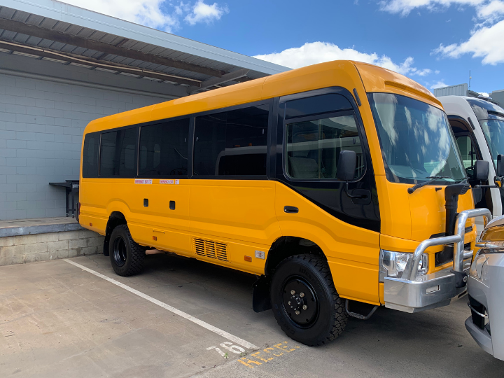 BUS4x4's tweet photo. Remember the The Magic School Bus? 
 
Our 4x4 conversion of a Toyota Coaster is engineered for all-terrain purposes, it can transport up to 22 adults, delivers best-in-class performance with top safety features. Definitely a bit of magic in this bus.
 
#4x4conversion #bus4x4 https://t.co/w2PvhXJ4Wm