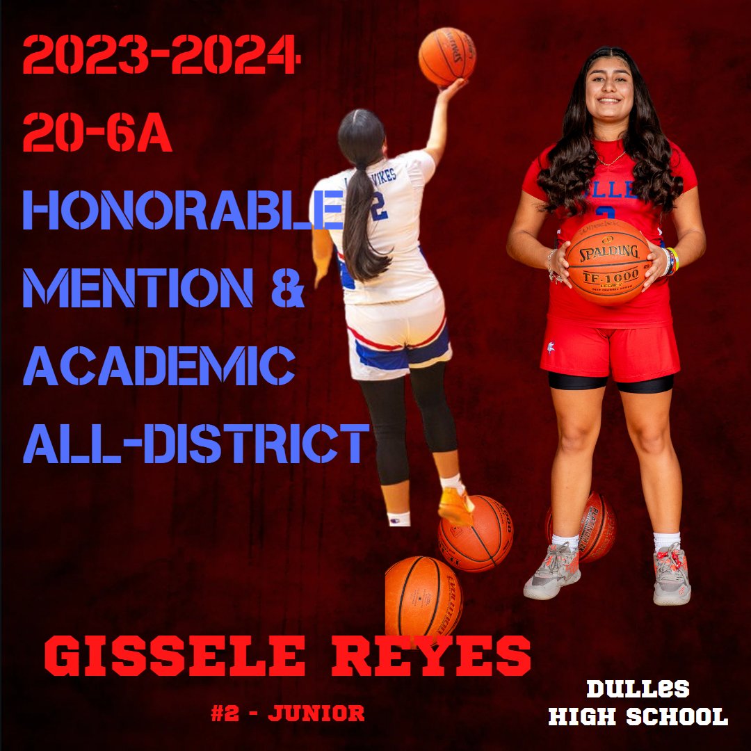 Congratulations to Junior GISSELE REYES on earning HONORABLE MENTION & ACADEMIC ALL-DISTRICT awards! We are so proud of you and looking forward to a great senior year next season!