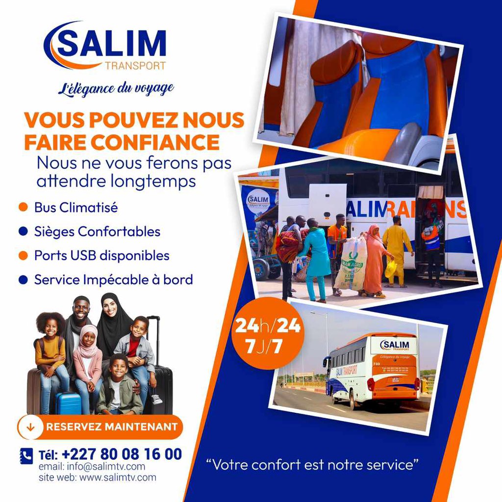 Voyager dans l'élégance en toute tranquillité, sécurité et confort total c'est avec #SalimTransport 
Prenez votre réservation au 80081600 et profitez d'un service impeccable 
#confort #Elegance #Securité 
    L'élégance du voyage 💙🧡