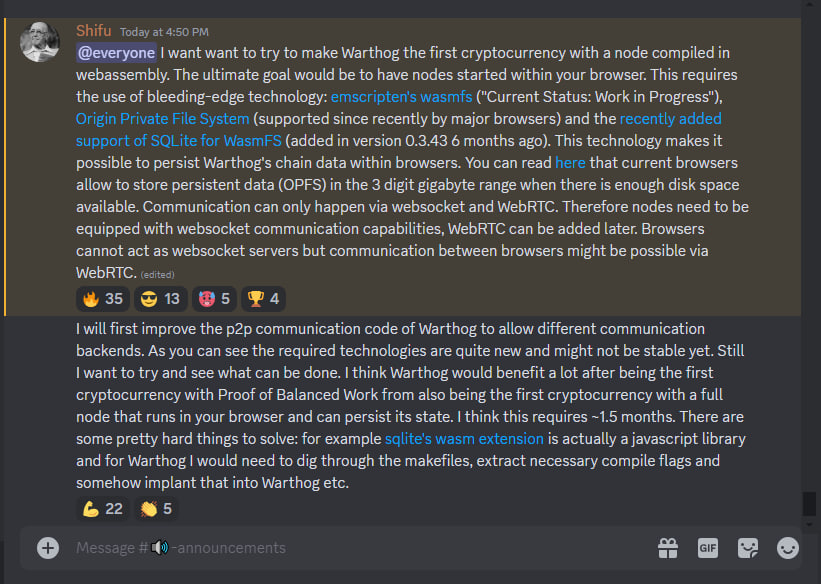 warthognetwork's tweet image. - Try to make Warthog the first cryptocurrency, with a node compiled in webassembly. 🐗
