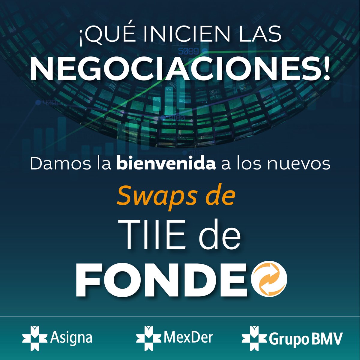 BMVMercados's tweet photo. Hoy celebramos el lanzamiento del Swap de TIIE de Fondeo, un nuevo contrato vinculado a la nueva tasa de referencia de @Banxico 📊

Marcamos un nuevo hito en la historia financiera, reflejo de la continua evolución del Mercado de #Derivados en el país y su adaptación a las necesidades de los participantes bursátiles e inversionistas. Este contrato permitirá al mercado cubrir sus riesgos de tasa de interés de manera más eficiente y precisa.

Felicitamos a #MexDer, la Bolsa Mexicana de Derivados, y #Asigna, su Cámara de Compensación y Liquidación por este logro.