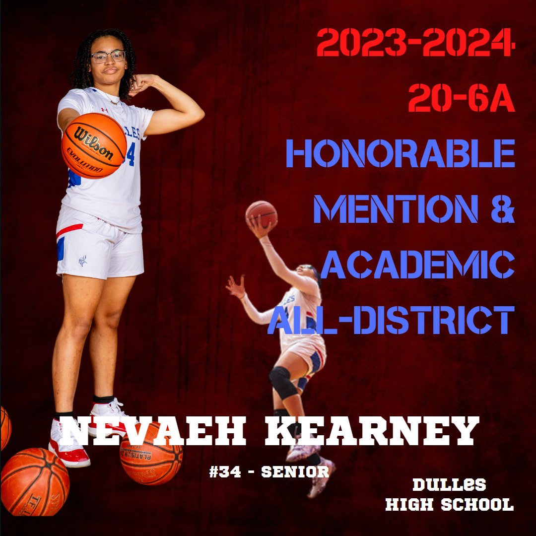 Congratulations to Senior NEVAEH KEARNEY on earning HONORABLE MENTION & ACADEMIC ALL-DISTRICT awards! Thank you for all that you have poured into our program over the past four years! We are proud of you