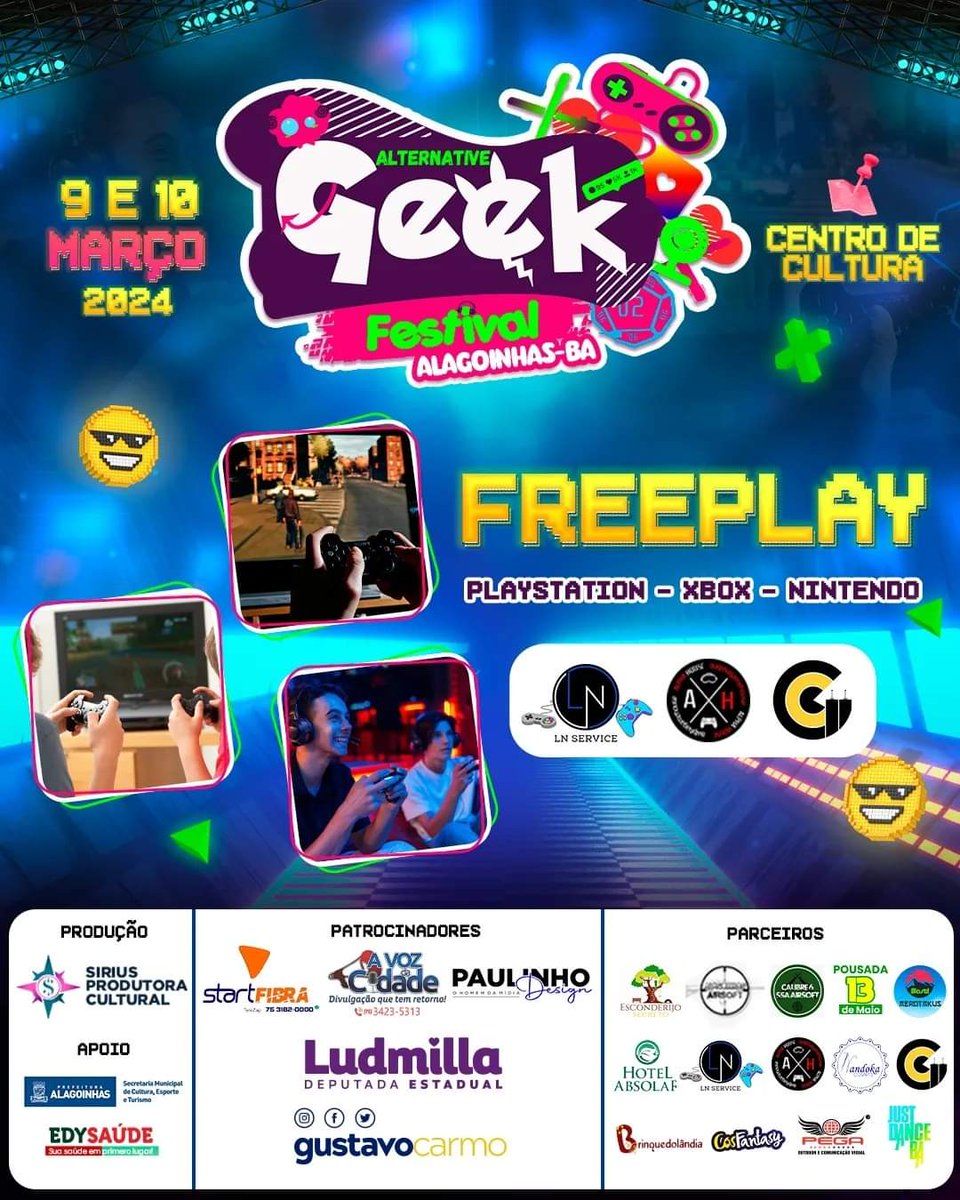 agfbaoficial's tweet photo. 📢 ATRAÇÃO CONFIRMADA!

🎮 Sabemos que vocês estavam ansiosos por essa confirmação e sim, os melhores jogos de videogames estarão disponíveis para vocês!

#AGFBA #AlternativeGeekFestival #Alagoinhas #Geek #EventoGeek #Freeplay #Videogames https://t.co/zlFLIuXjtU