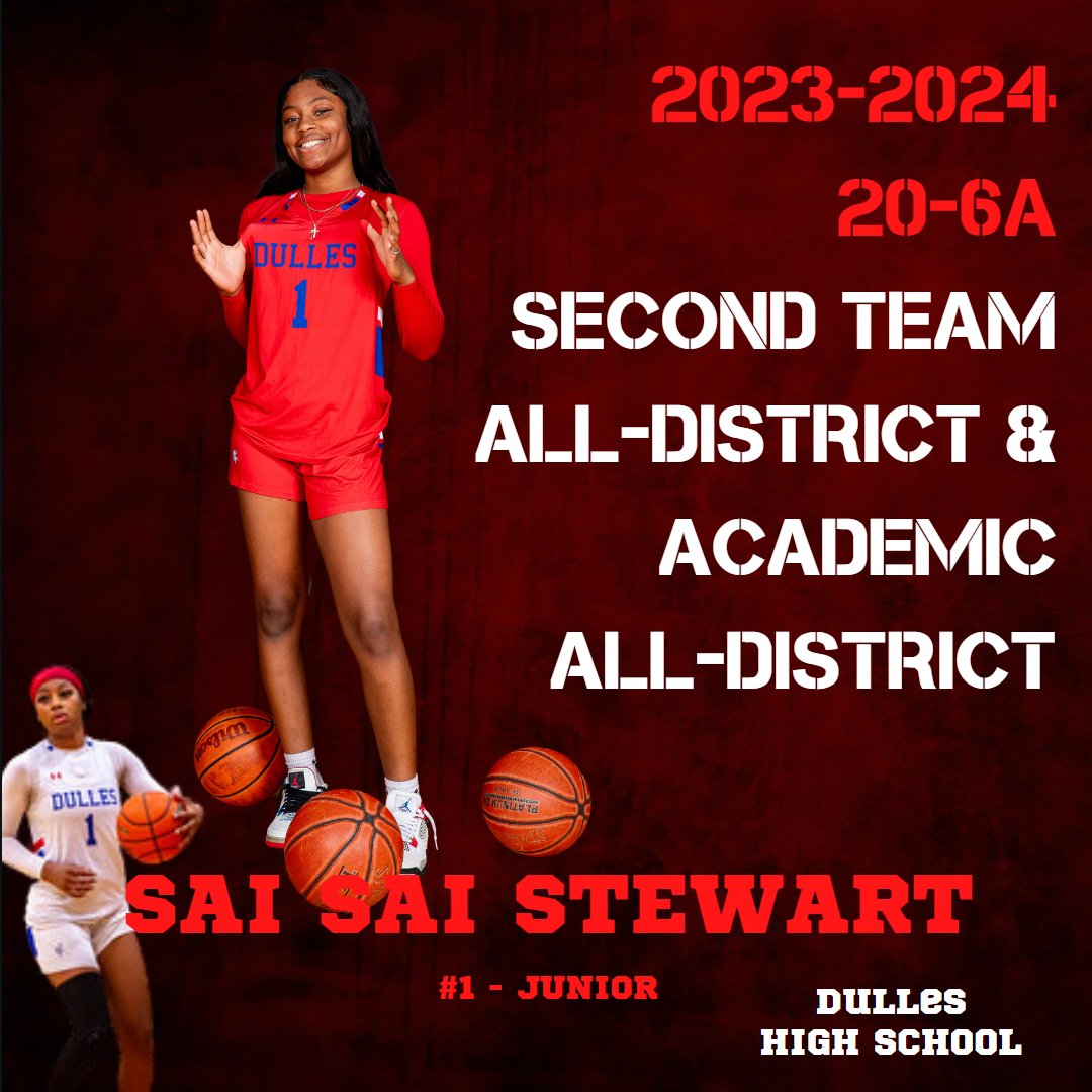 Help us congratulate and celebrate junior (#1) SAI SAI STEWART on her SECOND TEAM ALL-DISTRICT & ACADEMIC ALL-DISTRICT nominations! So proud!