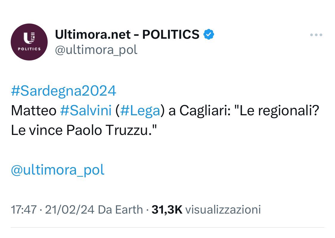 Tweet muto. #Elezioniregionali #Sardegna2024 #Sardegna #26febbraio #Lega #Salvini