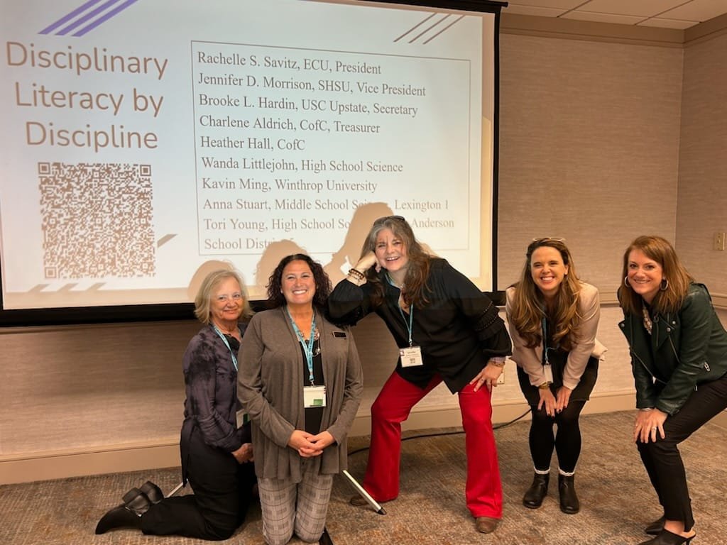 Dr. Rachelle Savitz presented with colleagues on #readingpolicy and #disciplinaryliteracy at the Palmetto State Literacy Association Conference in SC. #readingteacher #literacyscholar @LiD6_12 @ECU_COE