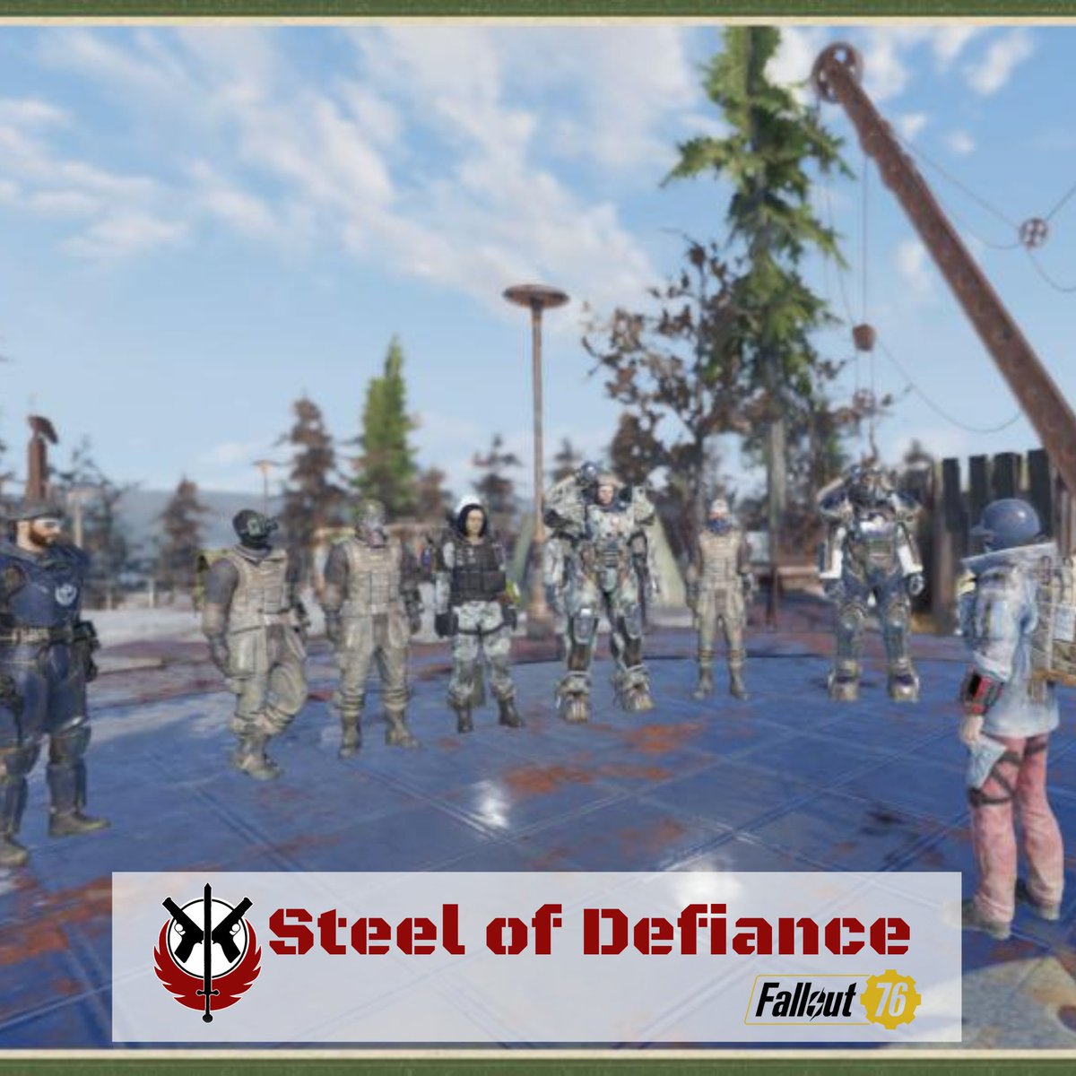 SDefiance75025's tweet photo. Join the ranks of the legendary Steel of Defiance - the oldest and most renowned Brotherhood of Steel RP group on Discord and #Fallout76! All platforms.  To join the Steel of Defiance on Discord: https://t.co/XkuSZNoEks #fallout #brotherhoodofsteel #falloutbos #milsim https://t.co/K7yc6eUJ82