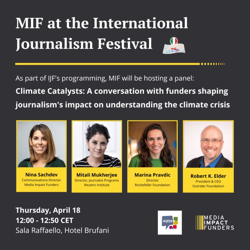 Come see me talk with my @MediaFunders colleagues as I represent @OutriderFdn at the International Journalism Festival in April. We'll be talking about journalism and how coverage helps civic society understand the climate crisis. 

#IFJ24
#IJF

journalismfestival.com/programme/2024…