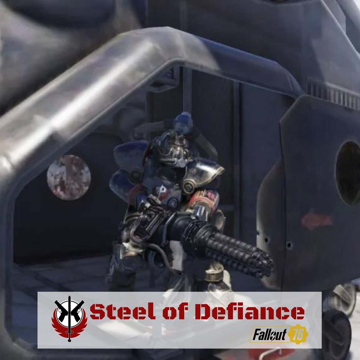 SDefiance75025's tweet photo. Join the ranks of the legendary Steel of Defiance - the oldest and most renowned Brotherhood of Steel RP group on Discord and #Fallout76! All platforms.  To join the Steel of Defiance on Discord: https://t.co/XkuSZNo6uU #fallout #brotherhoodofsteel #falloutbos #milsim https://t.co/8uALDp3kCY