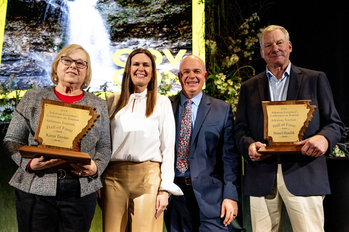 Congratulations to Marcel Hanzlik and Karen Trevino, the 2024 inductees to the Arkansas Tourism Hall of Fame! We appreciate you both for your contributions to the industry. #ARGovCon24
