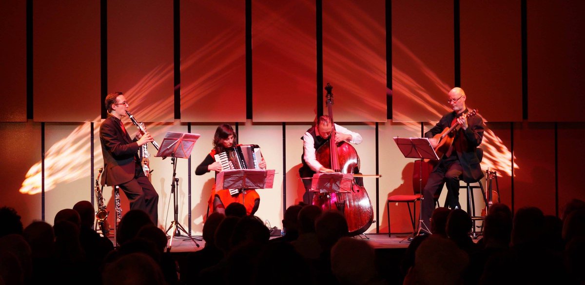 Klezmer-ish (@klezmer_ish) on Twitter photo Klezmer-ish are coming to <a href="/StollerHall/">The Stoller Hall</a> . Join us on the 12th of March for some klezmer and Sephardic tunes, tangos, gypsy jazz and more.
Tickets are available here: stollerhall.com/whats-on/klezm…
@ConcertedAgency Klezmer-ish are coming to <a href="/StollerHall/">The Stoller Hall</a> . Join us on the 12th of March for some klezmer and Sephardic tunes, tangos, gypsy jazz and more.
Tickets are available here: stollerhall.com/whats-on/klezm…
@ConcertedAgency