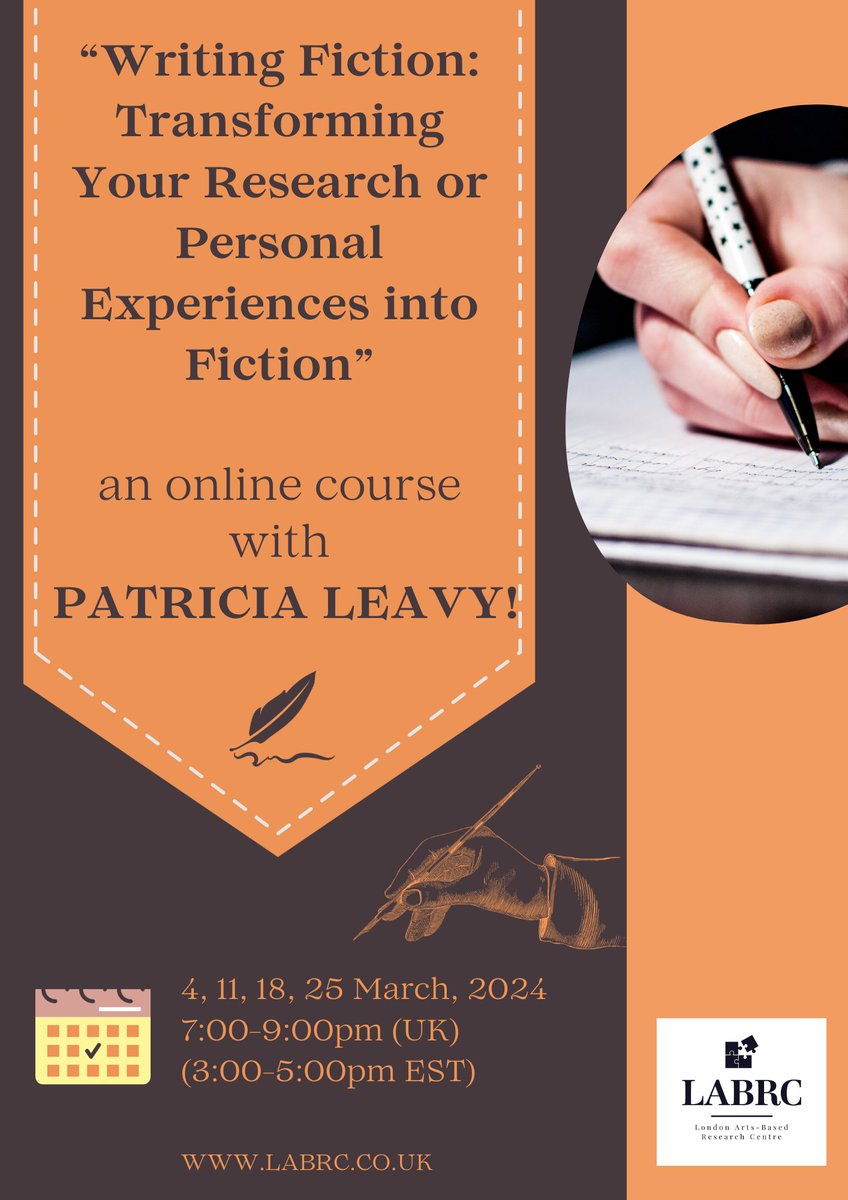 🔊Starting this coming Monday!!🥁 “Writing Fiction: Transforming Your Research or Personal Experiences into Fiction”, an online course by Patricia Leavy Do you want to write #fiction? A #novel? A short story? Have you thought about transforming your research or teaching…
