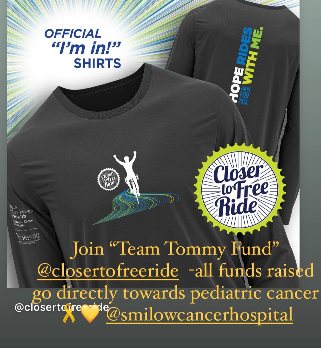 Join “Team Tommy Fund” @CTFRide - all funds go directly towards pediatric cancer 🎗️💛 @SmilowCancer 

Registration opens March 10!