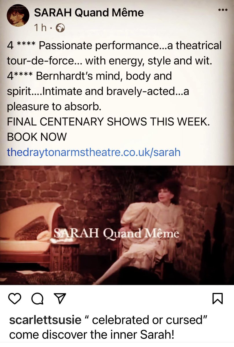 SusieLindeman's tweet photo. London shows this week- for Sarah's surprising centenary season https://t.co/MrtkWDeHKi