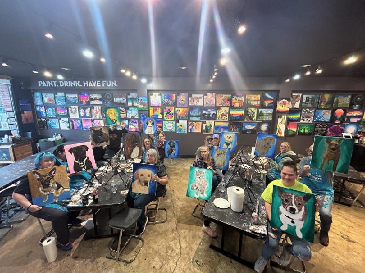 PinotCdA's tweet photo. Project Pet went really well; thanks to everyone for painting their adorable pets! #pinotspalettecda #paintdrinkhavefun #projectpet #paintyourpet #furryfriends #cdaid https://t.co/73EfALRtrL