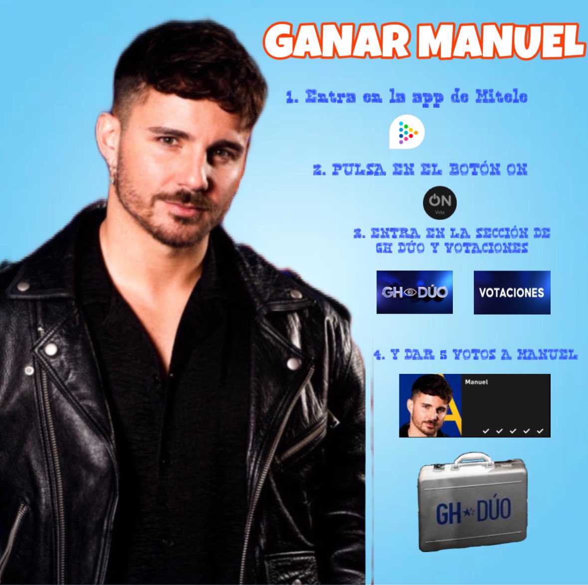OcurreEnTele's tweet image. MANUEL TIENE QUE GANAR #GHDúo2

🔹TODOS VOTANDO A MANUEL EN LA APP DE @miteleonline

#ManuelGanador #GHDúo27F #GranHermano #GHDúoEspecialCampaña