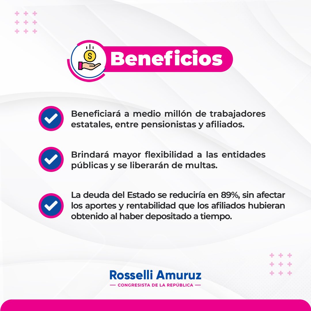RosselliAmuruz's tweet photo. ¡Lo logramos! Se aprobó por amplia mayoría en segunda votación el proyecto de ley de mi autoría que amplía el plazo para acogerse a la reprogramación de pago de deuda previsional del sector público. Con esta medida, más de 2000 entidades deudoras podrán beneficiarse. #REPROAFP https://t.co/W6rLZzPwqc