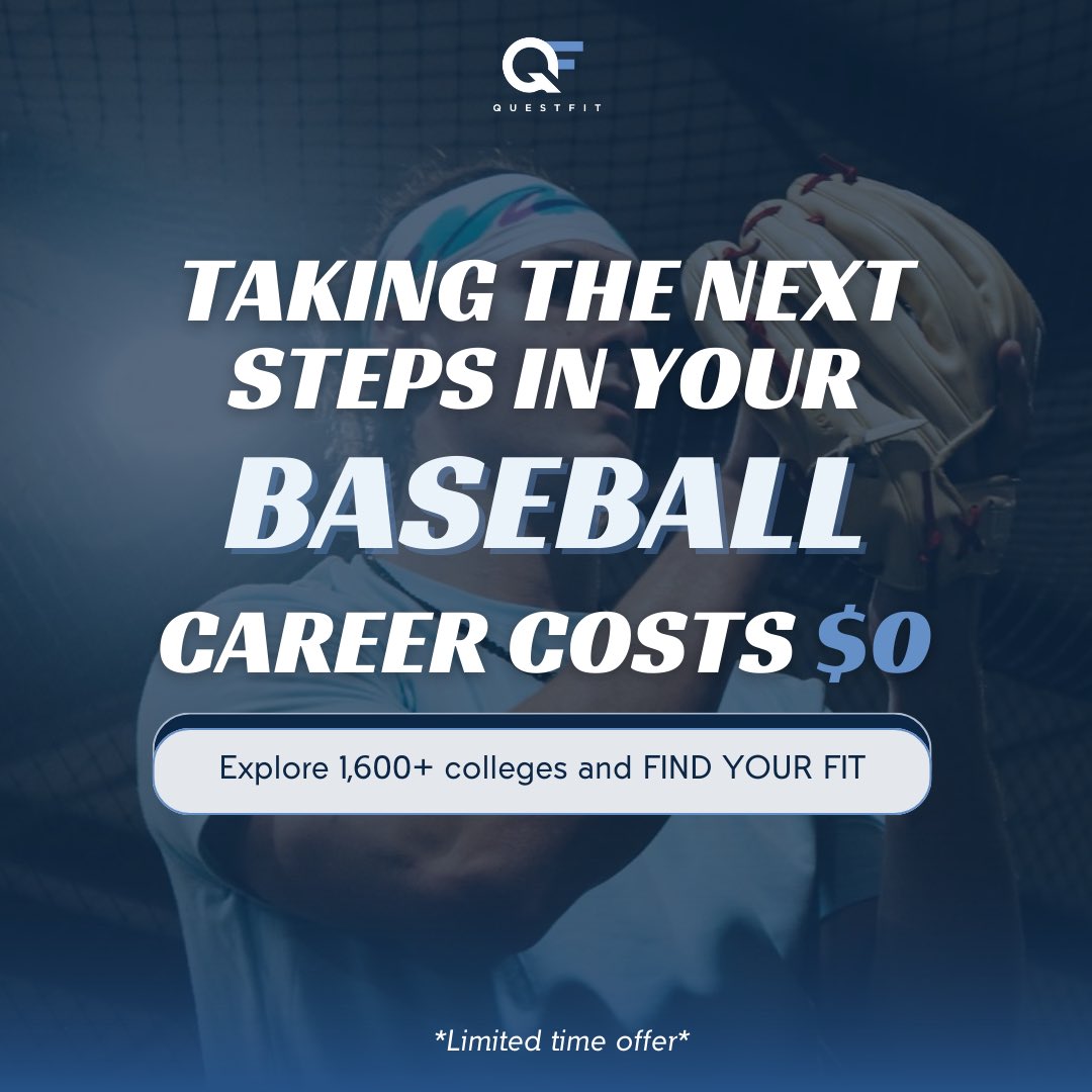 QFitBaseball's tweet photo. Finding the perfect fit has never been this easy. QuestFit is about making your college search a seamless process. We provide you with the tools to showcase your skills, compare them with over 1,600 college programs, and keep everything organized in one place.

Play ball, advance your career at the right place, and let us be your guide.⚾️
The best part? It’s currently free.
#collegebaseball #collegebaseballrecruiter