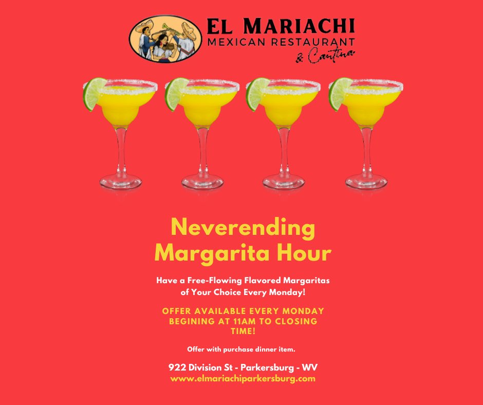 Dive into Margarita Monday bliss! 🍹 Join us at our new location and enjoy happy vibes all day long with our irresistible lineup of 14 Margarita flavors. 922 Division Street, Parkersburg, WV 26101 #MargaritaMonday #NewLocationCelebration
