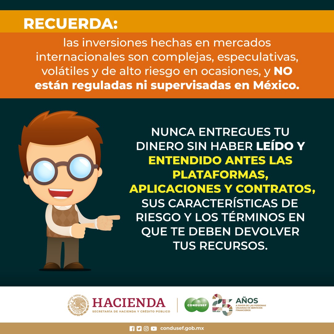 CondusefMX's tweet photo. 🚨🚨 Alerta #CONDUSEF 🚨🚨
𝗔𝗻𝘁𝗲𝘀 𝗱𝗲 𝗶𝗻𝘃𝗲𝗿𝘁𝗶𝗿 identifica si la institución financiera está registrada en el 𝗦𝗜𝗣𝗥𝗘𝗦 de #CONDUSEF y consulta sus #TerminosyCondiciones https://t.co/vg7fWVk4p3