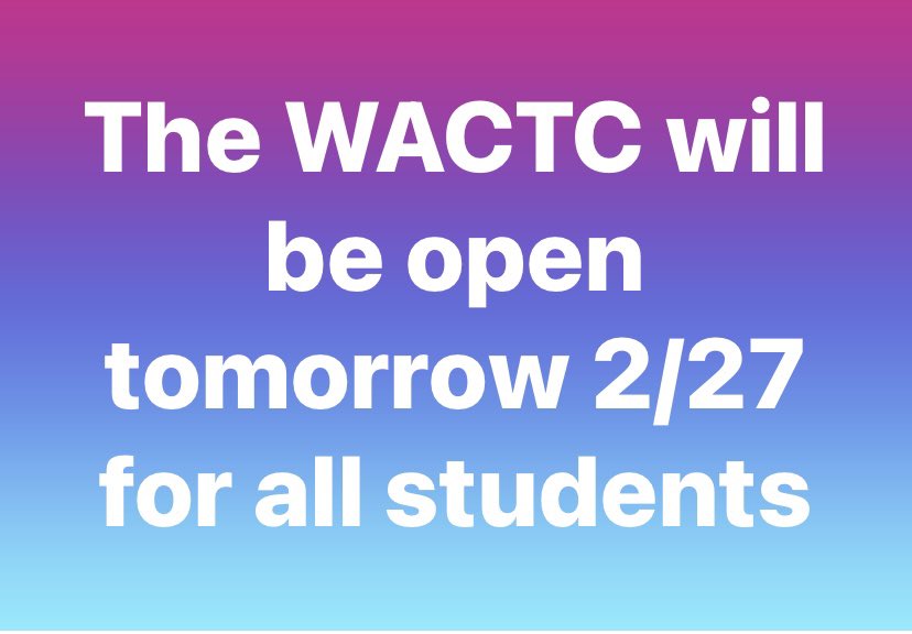 CTC students will be able to attend their Career Center classes in-person as that building has not sustained damage. Bussing will be provided for CT students only.