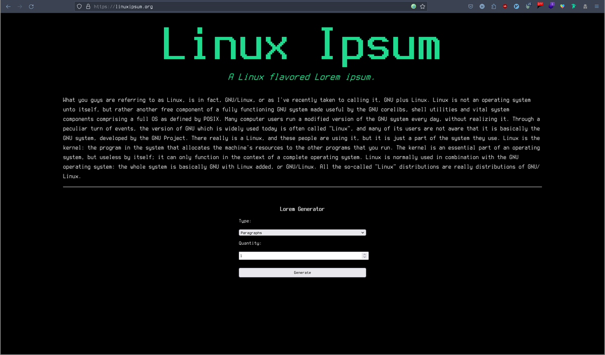 0xmbaraa's tweet photo. https://t.co/rxZiwYOpzo
A Linux flavored Lorem ipsum.
#linux #lorem #ipsum https://t.co/rM0sv7aGBm