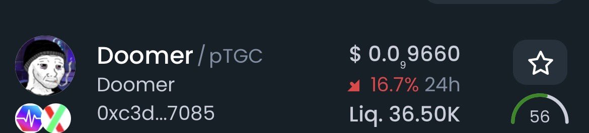 DoomerCoin69's tweet photo. Someone acting a doomer at the trendline and now the $DOOMER / $PTGC lp 36.5 k ☠️🤯

0xc3ddb5fbc71b9e4582b115596c42dbd168117085 https://t.co/ZMjAha3y2b