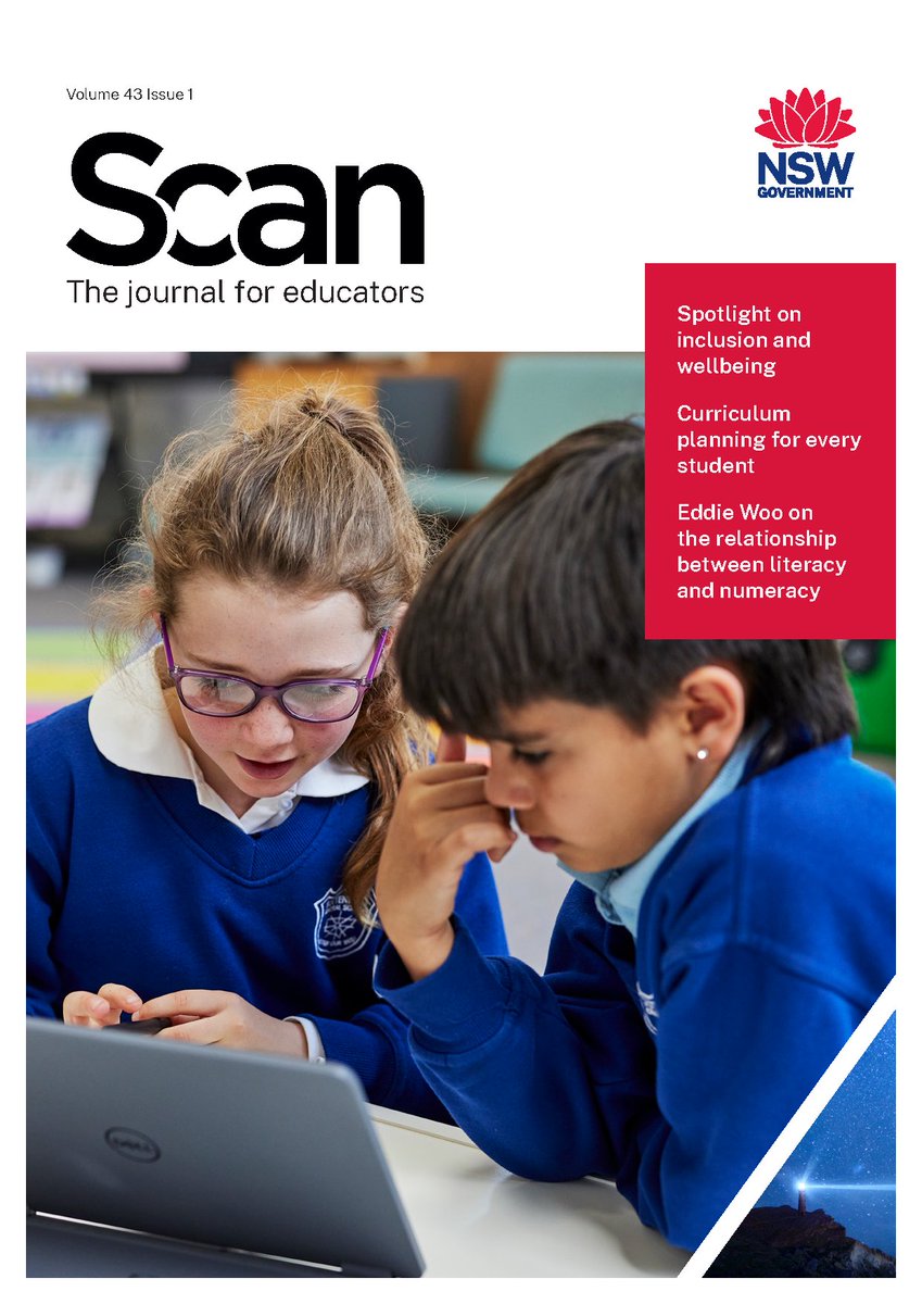 Scan’s Term 1 issue is live! 🥳 Read about: ✅#inclusion, #diversity & #wellbeing in schools ✅curriculum planning for every student ✅maths & literacy with Eddie Woo ✅#MusicEducation ✅#OnlineSafety … and MORE (free!): education.nsw.gov.au/about-us/educa… #EDchat #AussieEd #K12 #OzTLnet