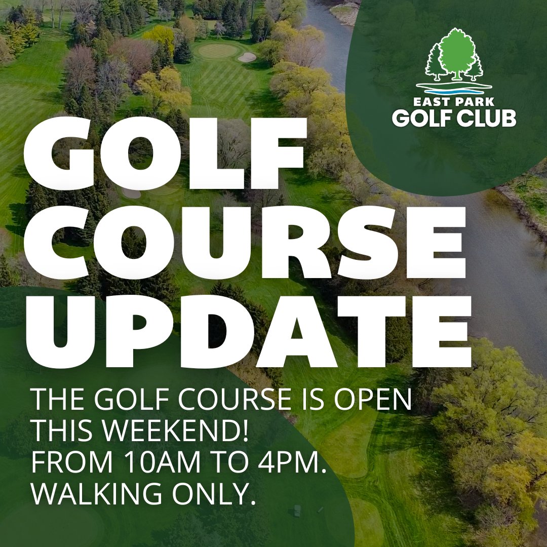 Who's ready for some golf!?
 
This Saturday, March 2nd, Sunday, March 3rd, and Monday, March 4th, all 18 holes are finally OPEN! 🎉

⏰ -  10:00am to 4:00pm
🏌️ - Walking only 
 
 Secure your tee time in advance to save using the link below ⬇️

eastparklondon.com/golf/book-tee-…