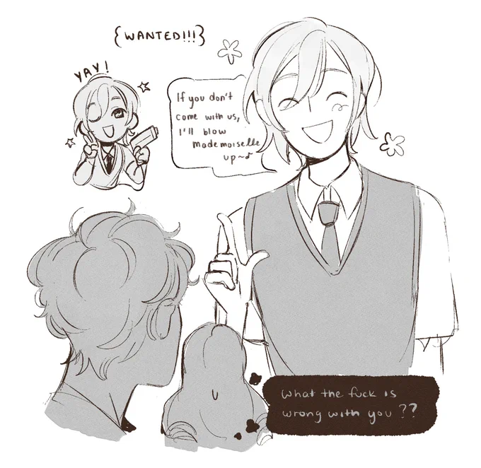 posting this doodle here because i still find this part so funny when i read it [ #enstars ] 