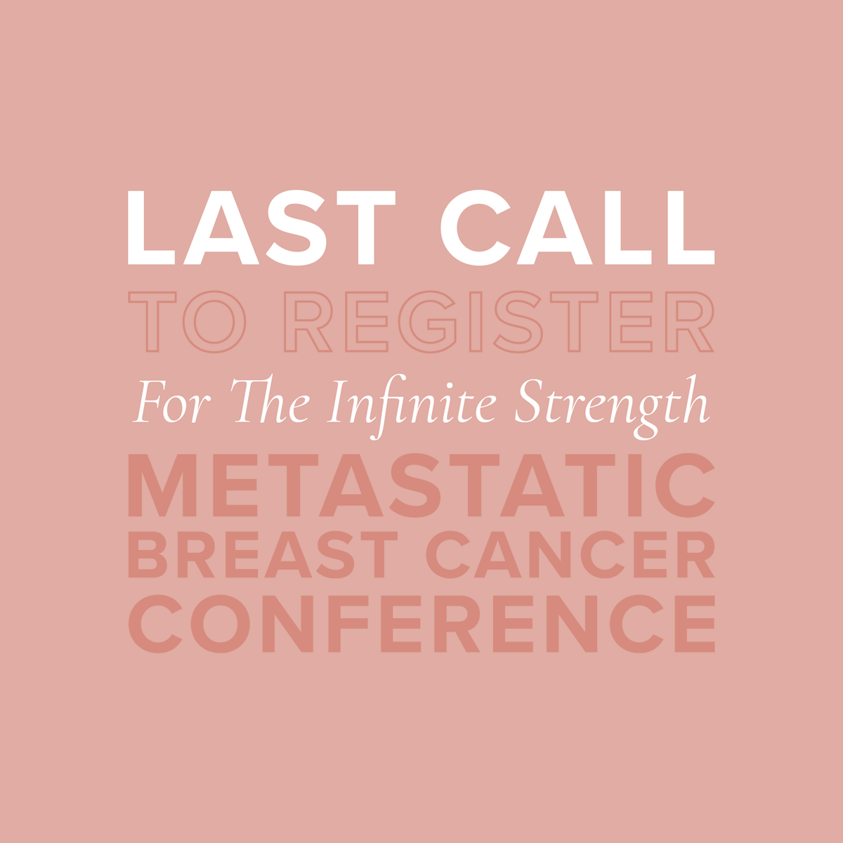 We can't believe how close our first ever Metastatic Breast Cancer Conference is. We have 10 spots left, so if you plan to attend and have not registered, this week is your last chance! Click here to reserve your spot by Friday, March 1st: MBCConference.givesmart.com