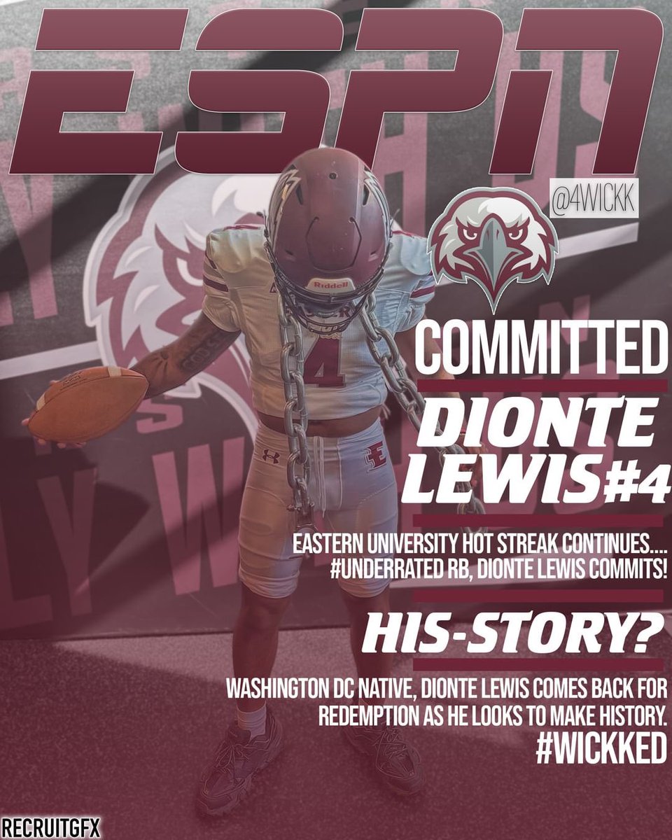 Tayywickk's tweet photo. All glory to God as I commit to Eastern University to get my masters degree in business(MBA) and playing football.🙌🏽 Big thanks to the EU coaching staff and @TheCoachMorris Let’s make history #commited #footballoffers #explorepage #4 https://t.co/DrMWloOHrI