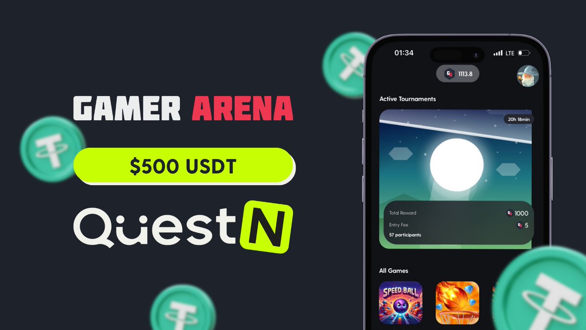 Gamer Arena (@gautoken) on Twitter photo 🚀 Excited to announce our new giveaway on <a href="/QuestN_com/">QuestN</a>! Join us in the $GAU Token Quest and get a chance to win a share of $500 USDT! 🎉
✅ Join the campaign NOW on #QuestN: app.questn.com/quest/87547355…
📆 Campaign Period:
February 27 to March 8, 2024
50 lucky winners will be 🚀 Excited to announce our new giveaway on <a href="/QuestN_com/">QuestN</a>! Join us in the $GAU Token Quest and get a chance to win a share of $500 USDT! 🎉
✅ Join the campaign NOW on #QuestN: app.questn.com/quest/87547355…
📆 Campaign Period:
February 27 to March 8, 2024
50 lucky winners will be