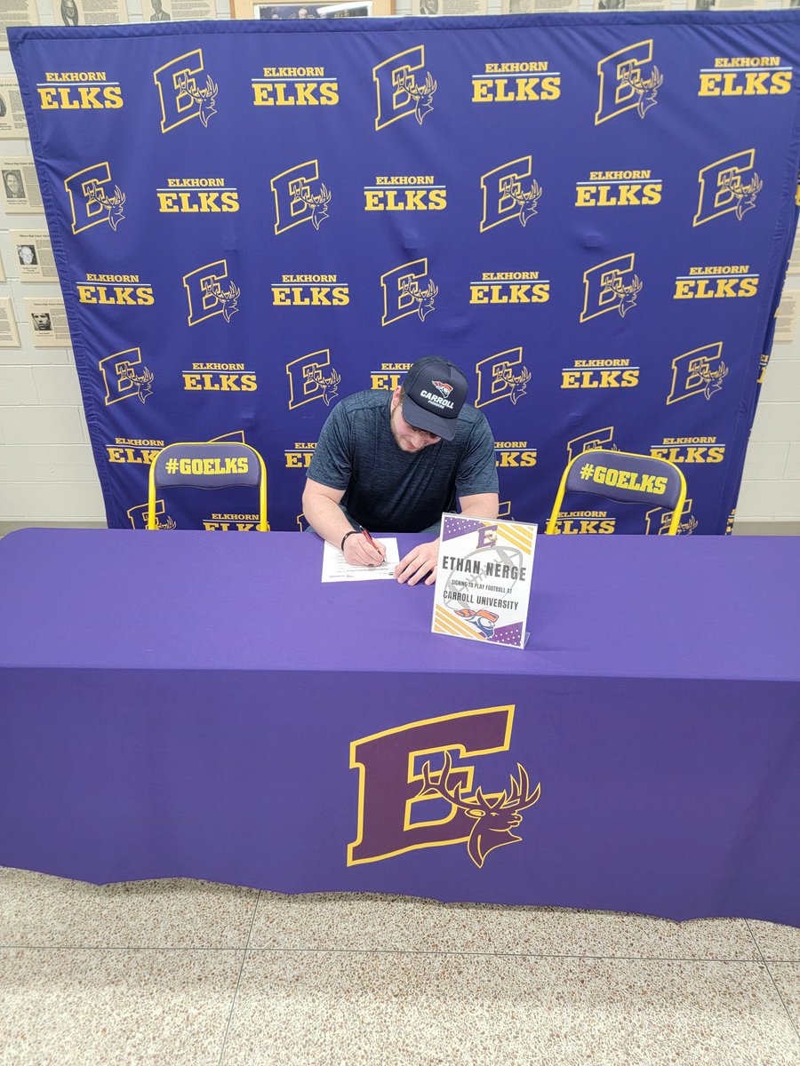 Congratulations to <a href="/EthanNerge66/">Ethan Nerge</a> on his commitment to <a href="/piofootball/">Carroll U Football</a>   #goelks #1HERD