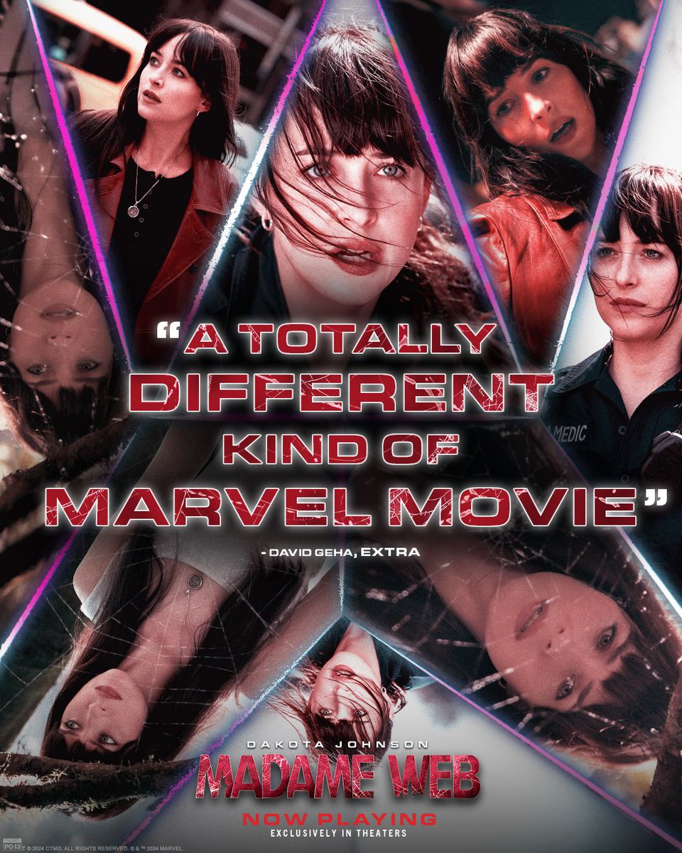 sprER's tweet photo. Experience something new. #MadameWeb is now playing exclusively in movie theaters. Get tickets. https://t.co/IDa0QRxLkT