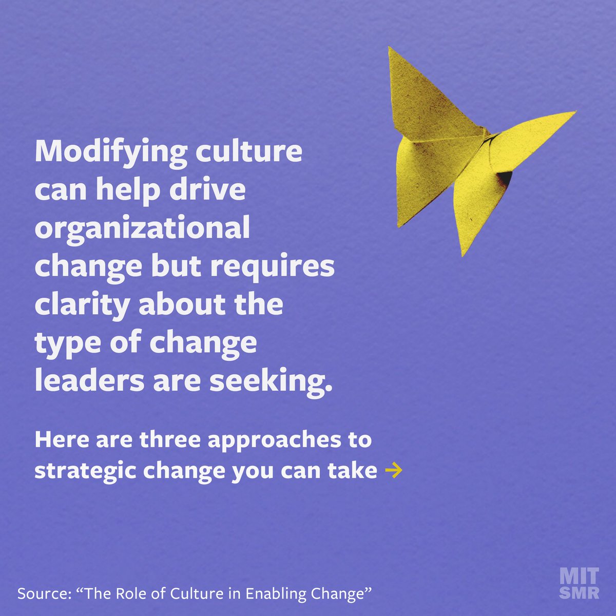 mitsmr's tweet photo. Modifying culture can help drive organizational change but requires clarity about the type of change #leaders are seeking. Here are three approaches to strategic change: https://t.co/crM3gbR9XP https://t.co/ZU6KWb3ztP
